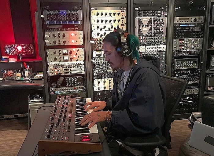 Gunner in the studio in his element.